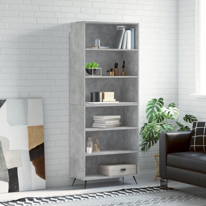 reol 69,5x32,5x180 cm konstrueret træ betongrå