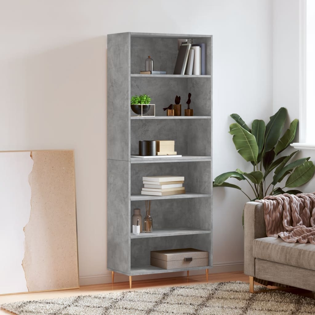 reol 69,5x32,5x180 cm konstrueret træ betongrå