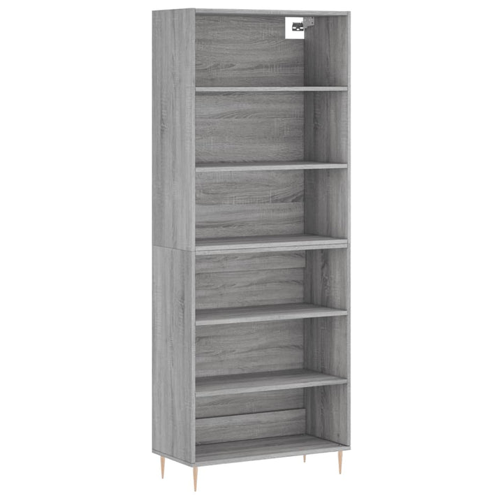 reol 69,5x32,5x180 cm konstrueret træ grå sonoma-eg