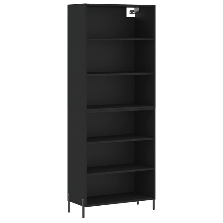 reol 69,5x32,5x180 cm konstrueret træ sort