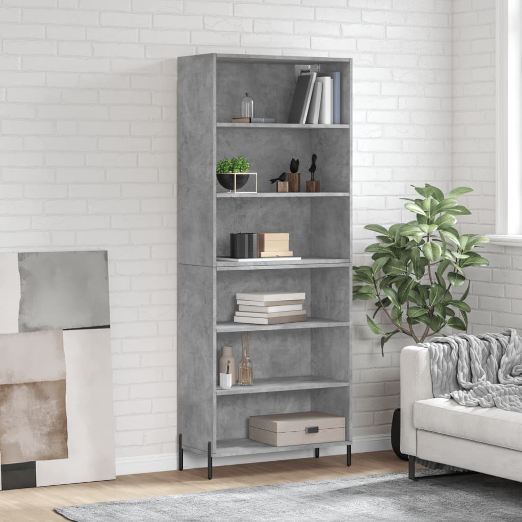 reol 69,5x32,5x180 cm konstrueret træ betongrå