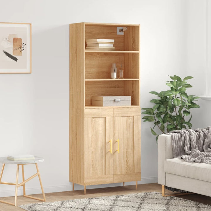højskab 69,5x34x180 cm konstrueret træ sonoma-eg