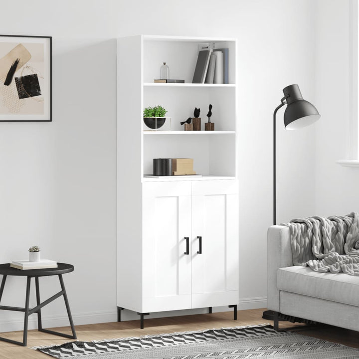 højskab 69,5x34x180 cm konstrueret træ hvid