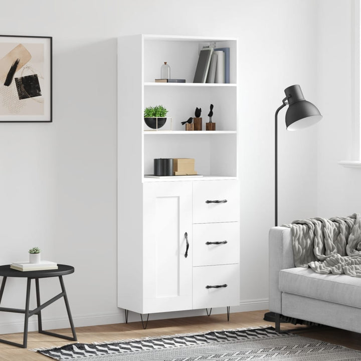 højskab 69,5x34x180 cm konstrueret træ hvid