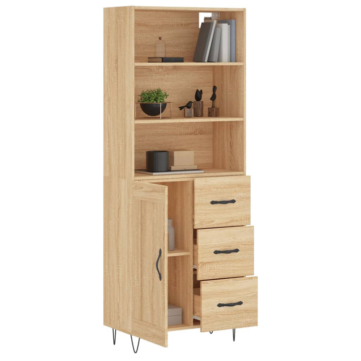 højskab 69,5x34x180 cm konstrueret træ sonoma-eg