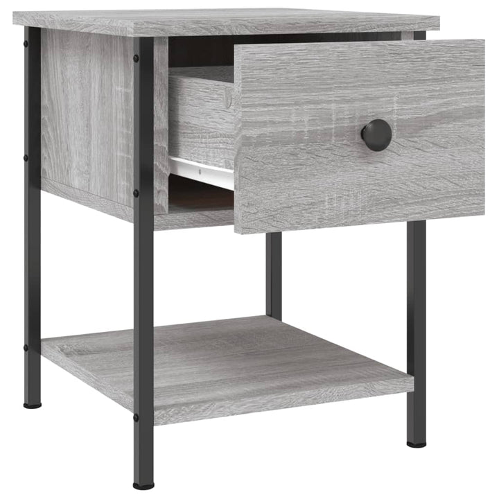 sengebord 2 stk. 34x35,5x45 cm konstrueret træ grå sonoma-eg