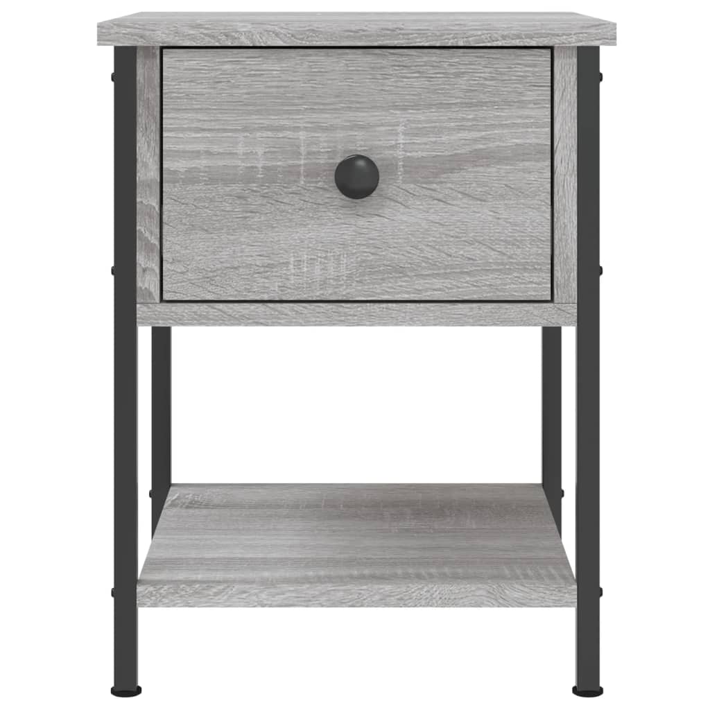 sengebord 2 stk. 34x35,5x45 cm konstrueret træ grå sonoma-eg