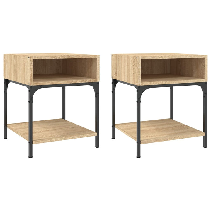 sengeborde 2 stk. 40x41x50 cm konstrueret træ sonoma-eg