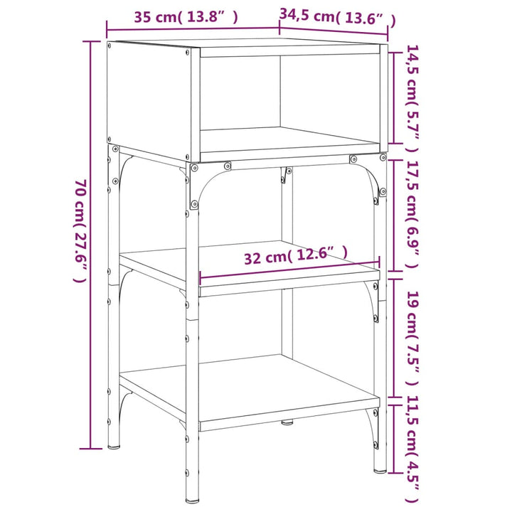 sengeborde 2 stk. 35x34,5x70 cm konstrueret træ sonoma-eg