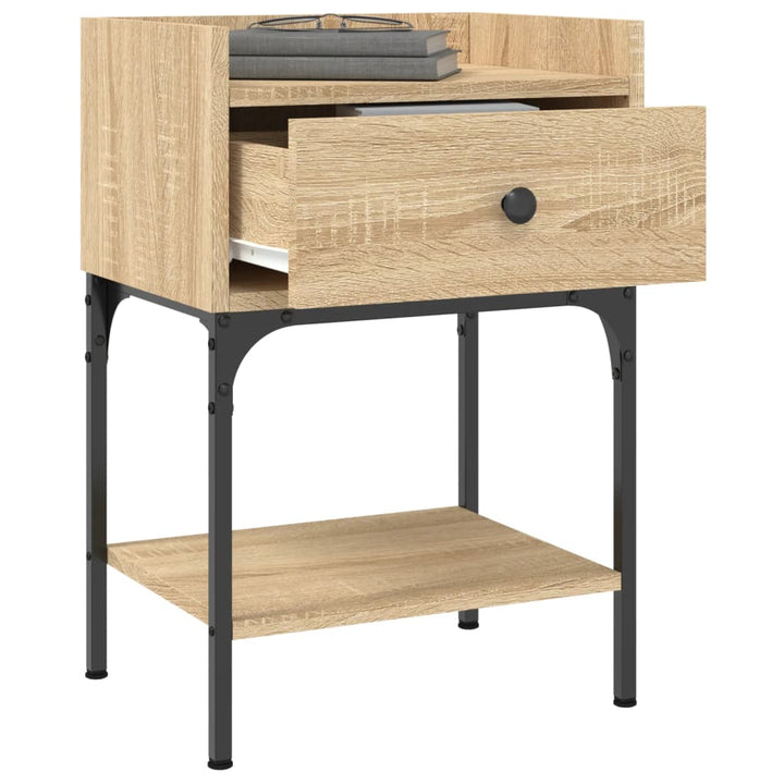 sengeborde 2 stk. 40,5x31x60 cm konstrueret træ sonoma-eg