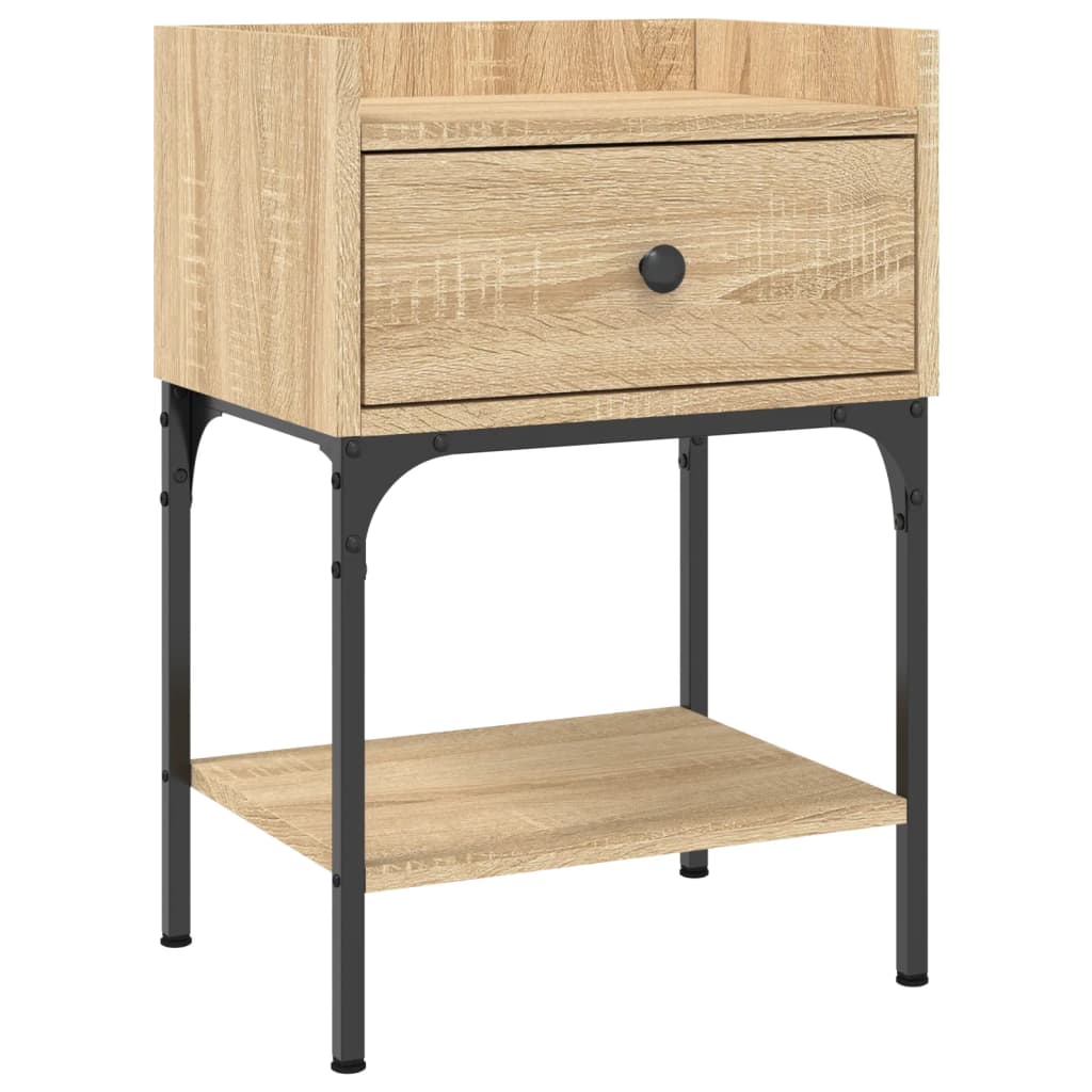 sengeborde 2 stk. 40,5x31x60 cm konstrueret træ sonoma-eg