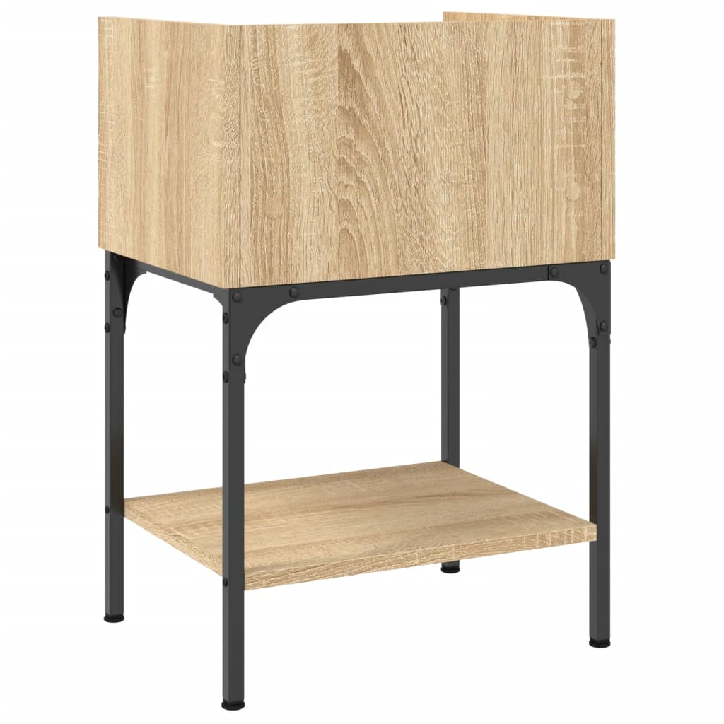 sengeborde 2 stk. 40,5x31x60 cm konstrueret træ sonoma-eg
