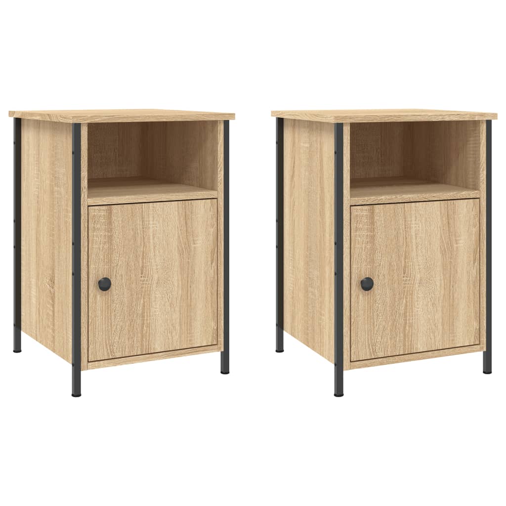 sengeborde 2 stk. 40x42x60 cm konstrueret træ sonoma-eg