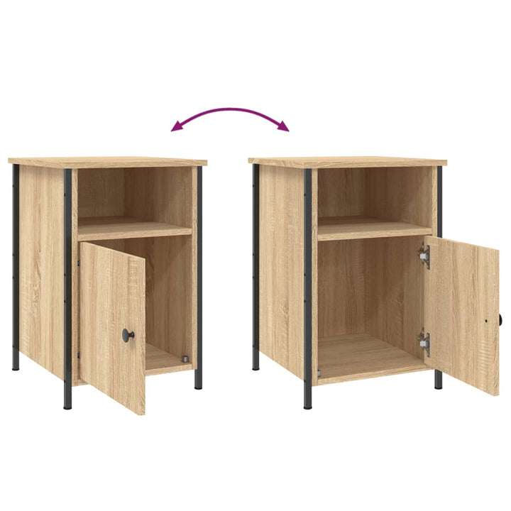 sengeborde 2 stk. 40x42x60 cm konstrueret træ sonoma-eg