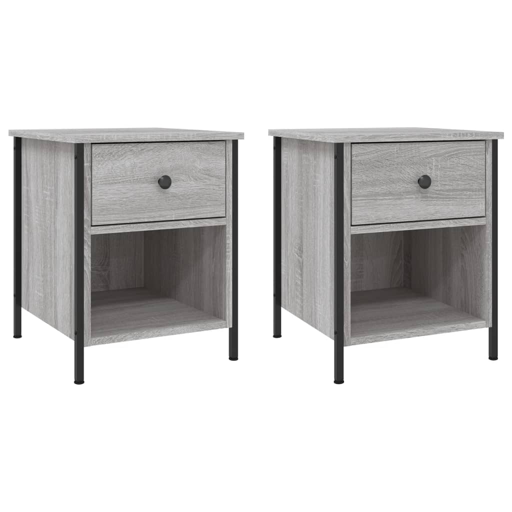 sengeborde 2 stk. 40x42x50 cm konstrueret træ grå sonoma-eg