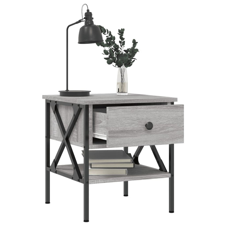 sengeborde 2 stk. 40x42x45 cm konstrueret træ grå sonoma-eg