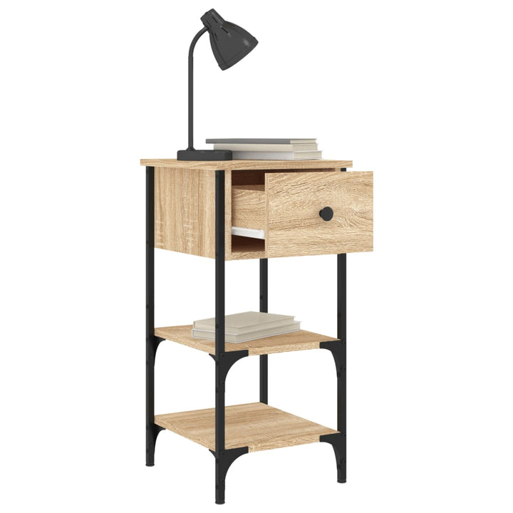 sengeborde 2 stk. 34x36x70 cm konstrueret træ sonoma-eg