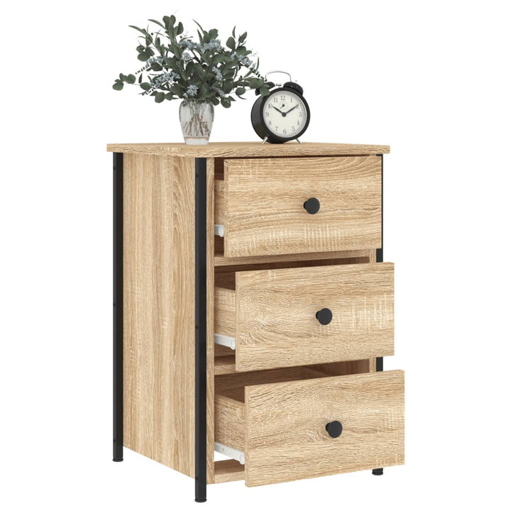 sengeborde 2 stk. 40x36x60 cm konstrueret træ sonoma-eg