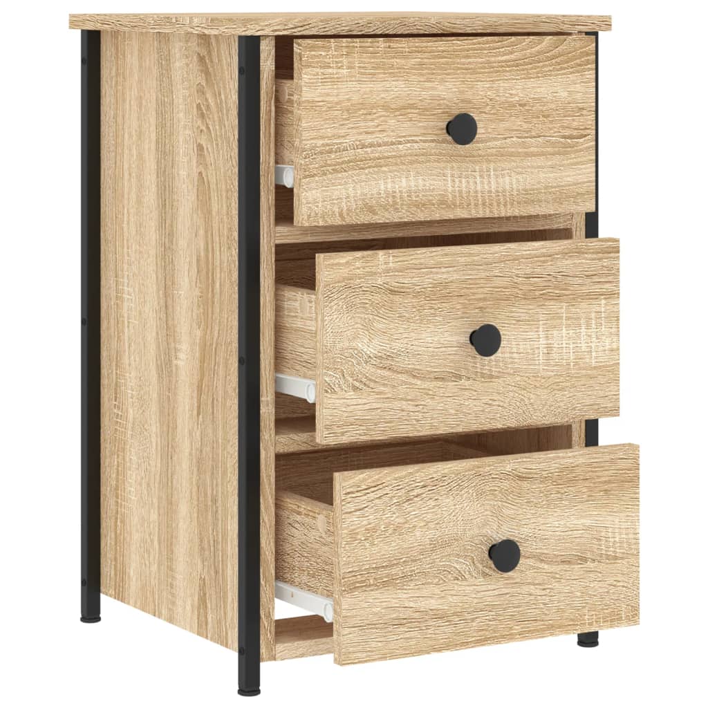 sengeborde 2 stk. 40x36x60 cm konstrueret træ sonoma-eg