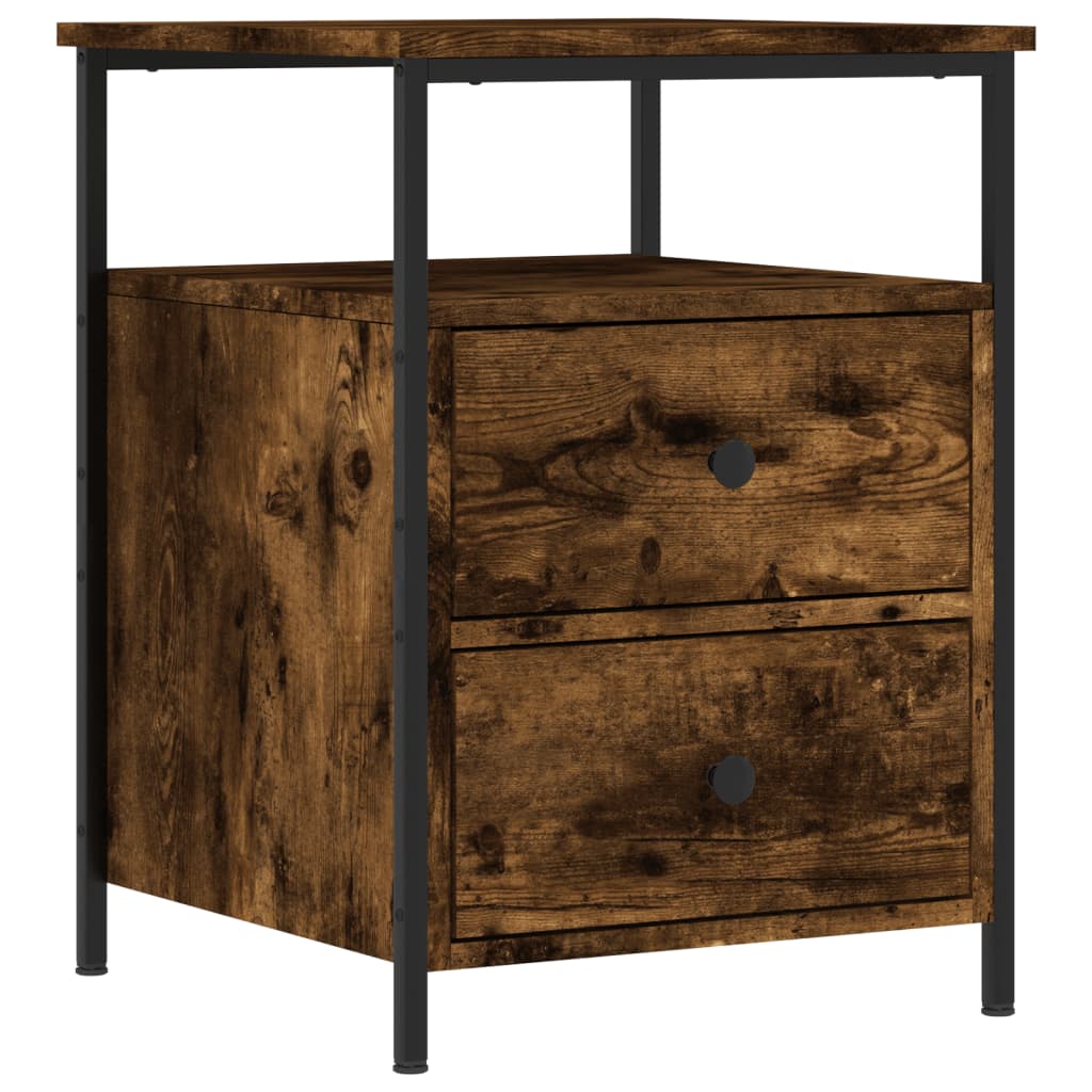 sengebord 44x45x60 cm konstrueret træ røget egetræsfarve