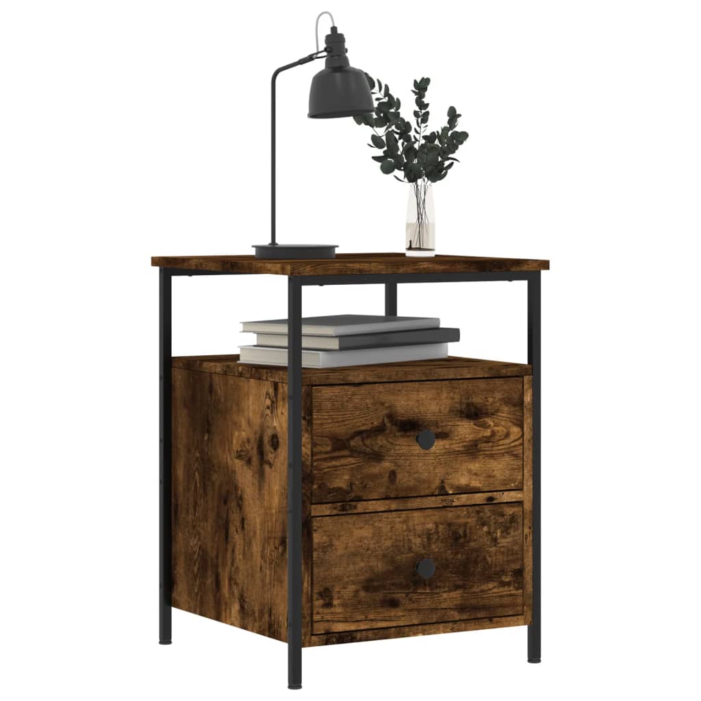 sengebord 44x45x60 cm konstrueret træ røget egetræsfarve