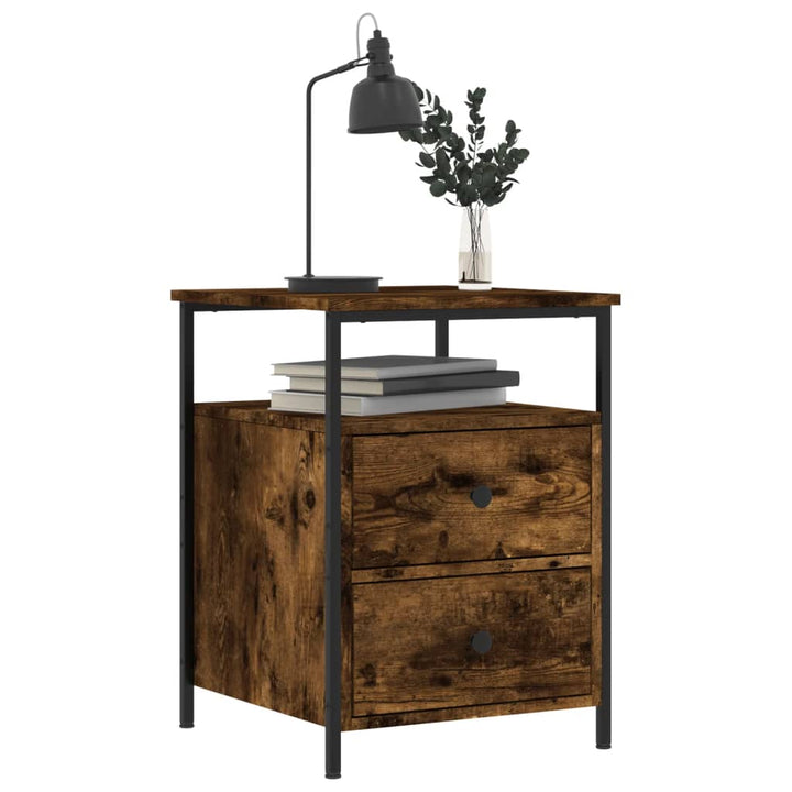 sengebord 44x45x60 cm konstrueret træ røget egetræsfarve