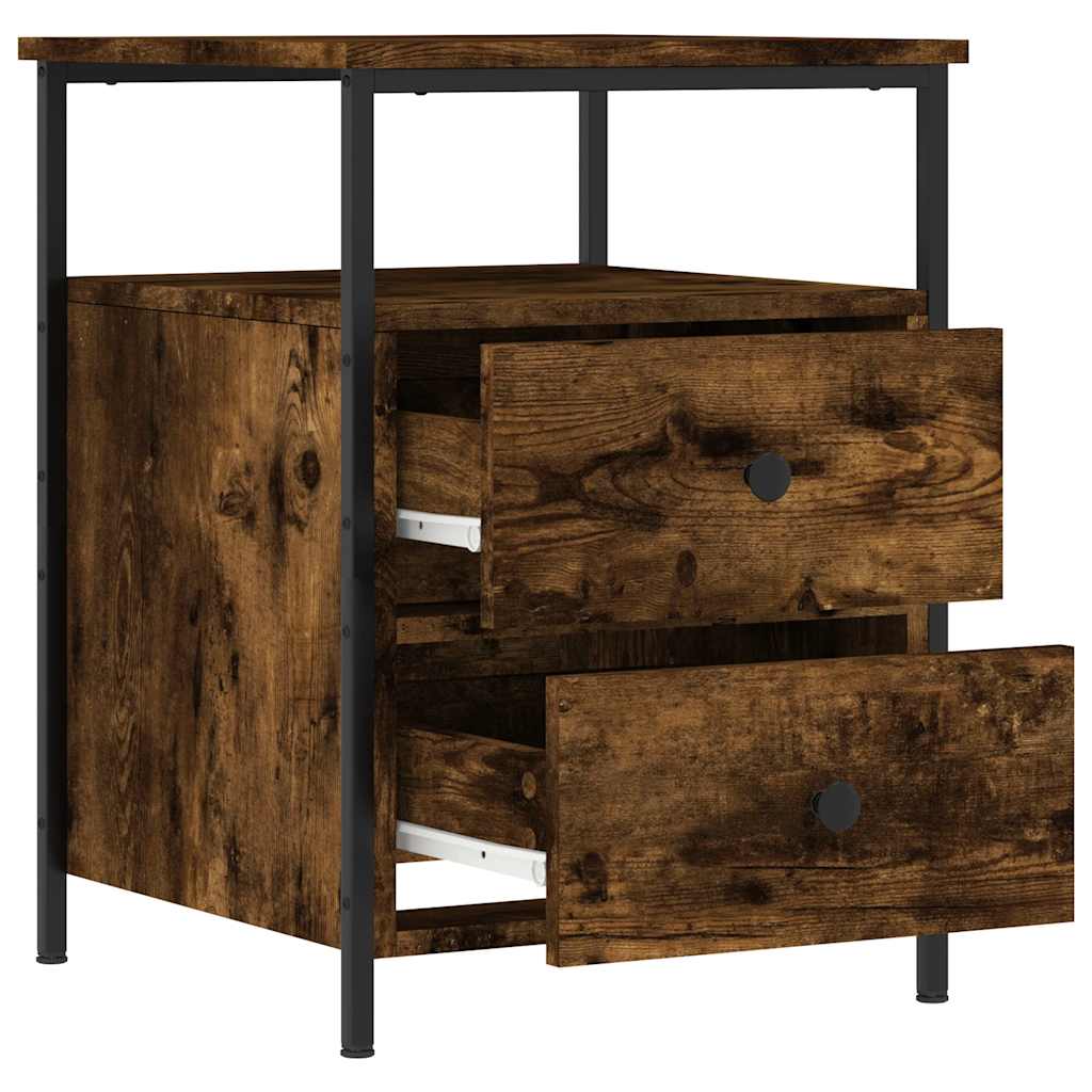 sengebord 44x45x60 cm konstrueret træ røget egetræsfarve