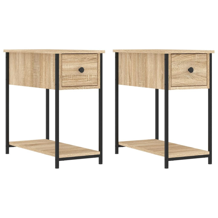 sengeborde 2 stk. 30x60x60 cm konstrueret træ sonoma-eg