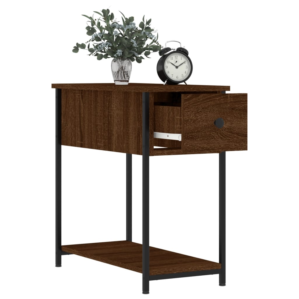 sengebord 30x60x60 cm konstrueret træ brun egetræsfarve
