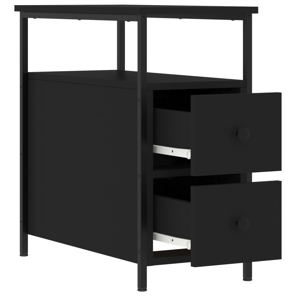 sengebord 2 stk. 30x60x60 cm konstrueret træ sort