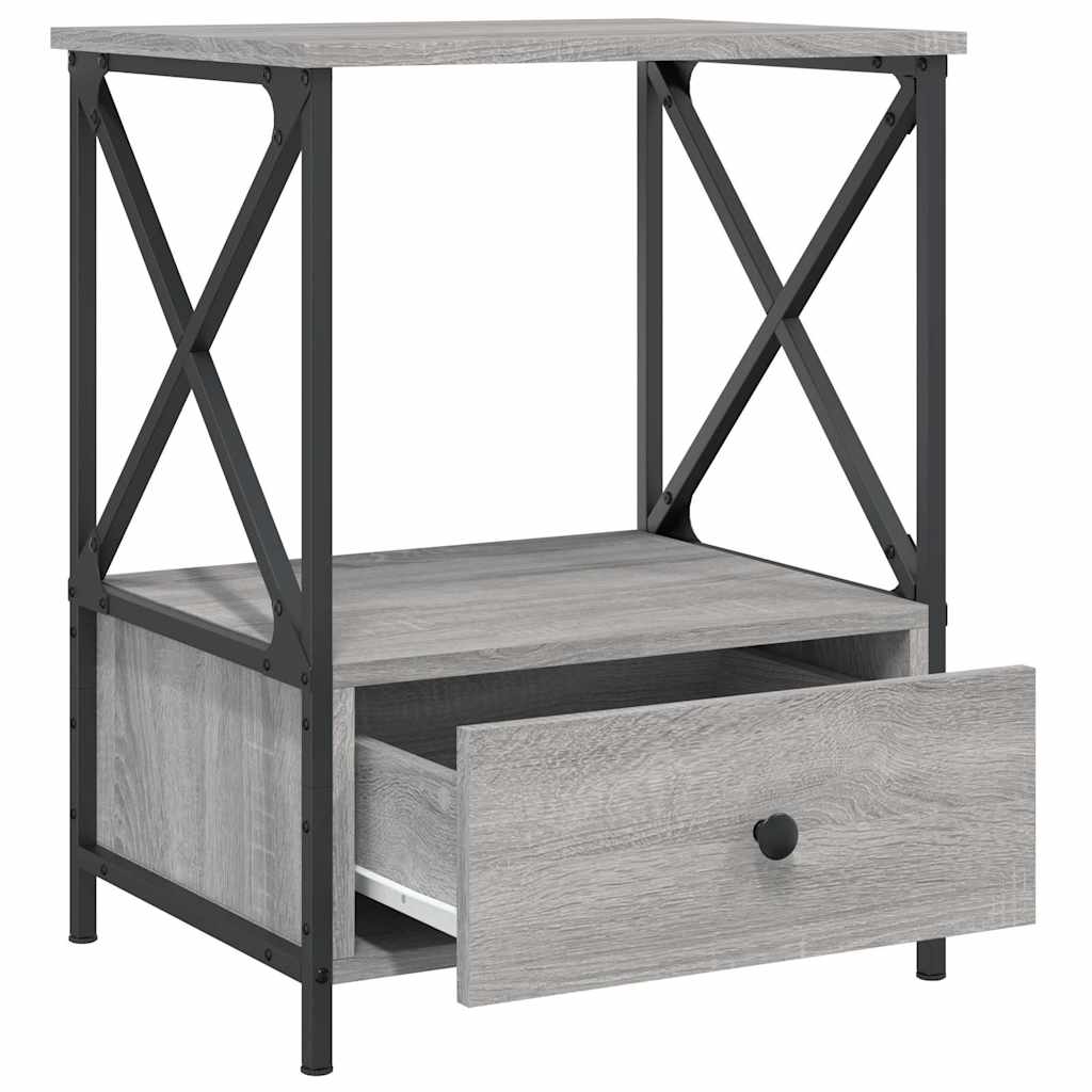 sengeborde 2 stk. 50x41x65 cm konstrueret træ grå sonoma-eg