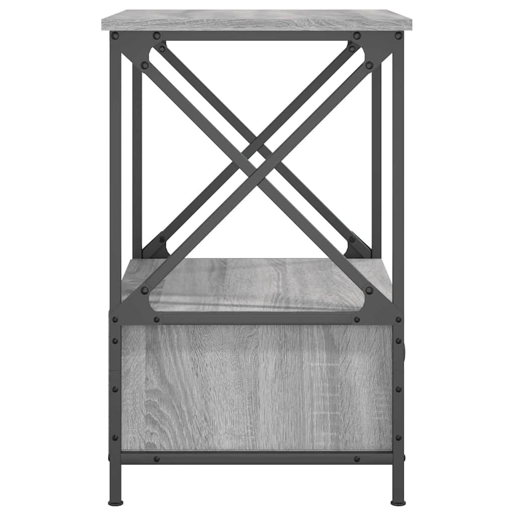 sengeborde 2 stk. 50x41x65 cm konstrueret træ grå sonoma-eg
