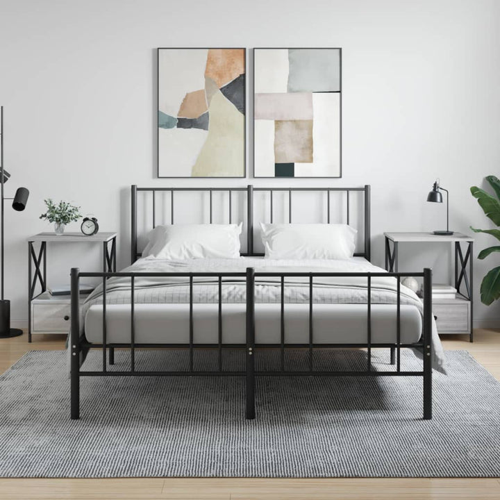 sengeborde 2 stk. 50x41x65 cm konstrueret træ grå sonoma-eg