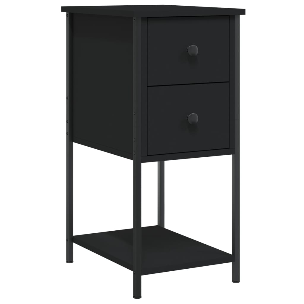 sengeborde 2 stk. 32x42x70 cm konstrueret træ sort