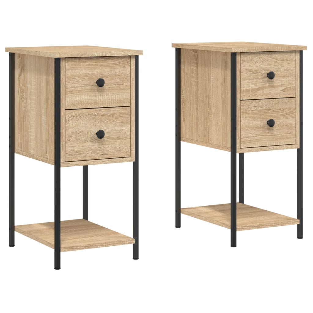 sengeborde 2 stk. 32x42x70 cm konstrueret træ sonoma-eg