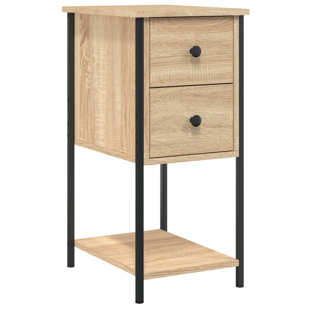 sengeborde 2 stk. 32x42x70 cm konstrueret træ sonoma-eg