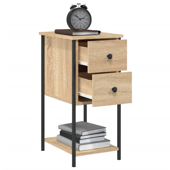 sengeborde 2 stk. 32x42x70 cm konstrueret træ sonoma-eg