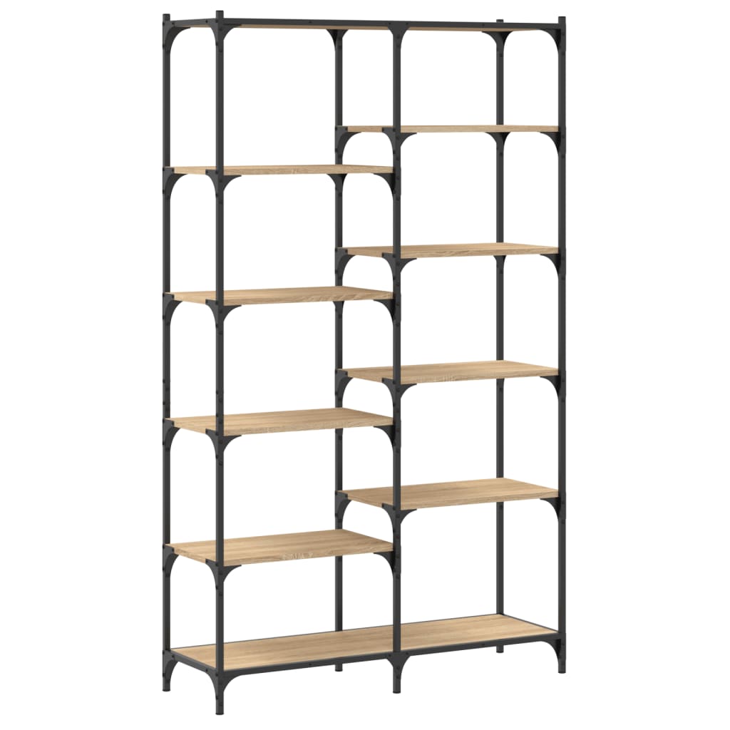 bogreol 100x32x170 cm konstrueret træ og jern sonoma-eg