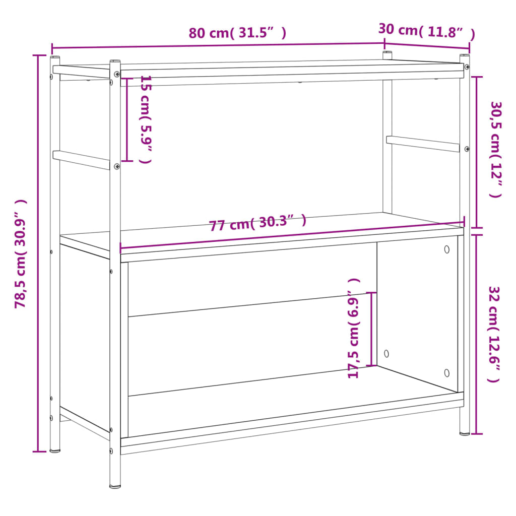 skrivebord 80x30x78,5 cm konstrueret træ og jern grå sonoma-eg