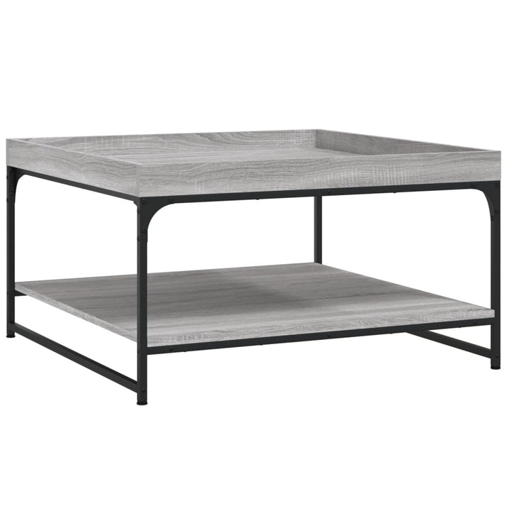 sofabord 80x80x45 cm konstrueret træ og jern grå sonoma-eg