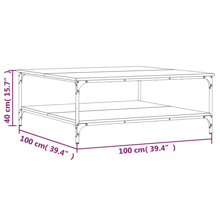 sofabord 100x100x40 cm konstrueret træ sonoma-eg