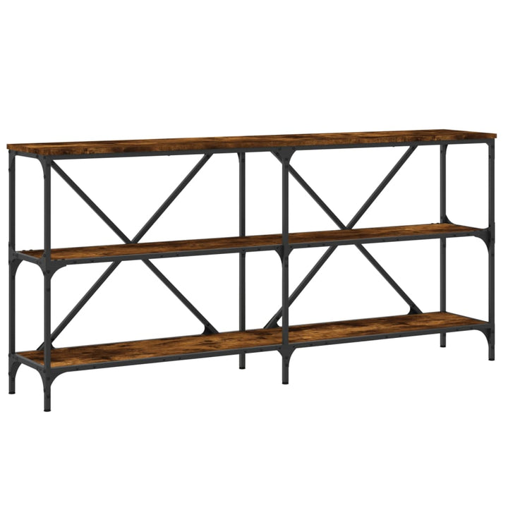 konsolbord 160x30x75 cm konstrueret træ og jern røget sonoma-eg