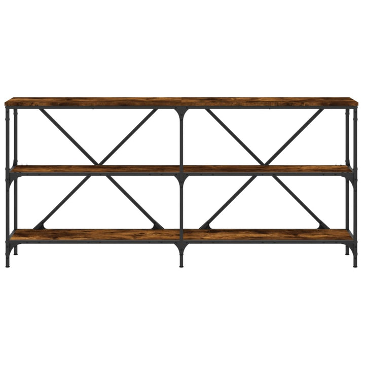 konsolbord 160x30x75 cm konstrueret træ og jern røget sonoma-eg