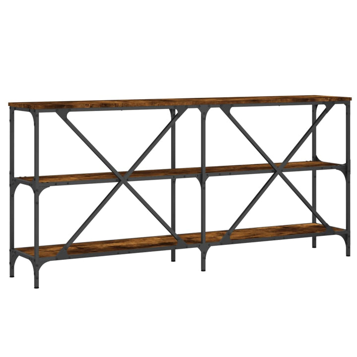 konsolbord 160x30x75 cm konstrueret træ og jern røget sonoma-eg