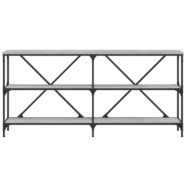 konsolbord 160x30x75 cm konstrueret træ og jern grå sonoma-eg