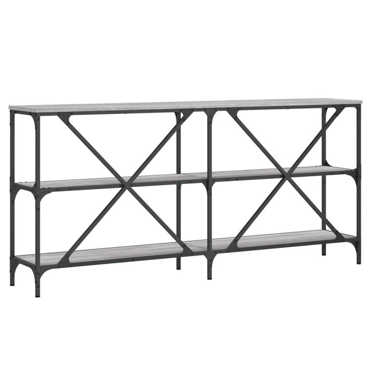 konsolbord 160x30x75 cm konstrueret træ og jern grå sonoma-eg