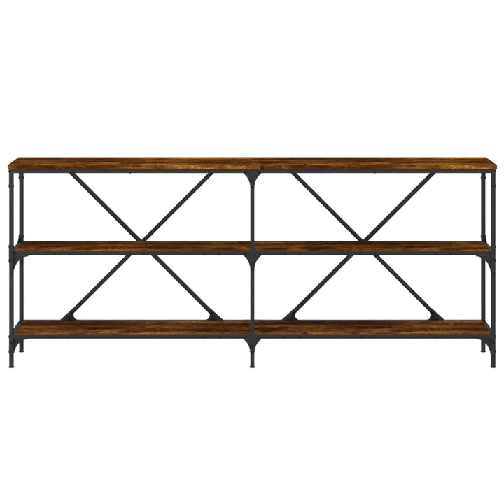 konsolbord 180x30x75 cm konstrueret træ og jern røget sonoma-eg