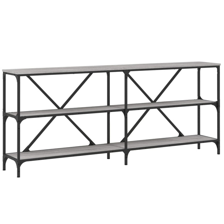 konsolbord 180x30x75 cm konstrueret træ og jern grå sonoma-eg