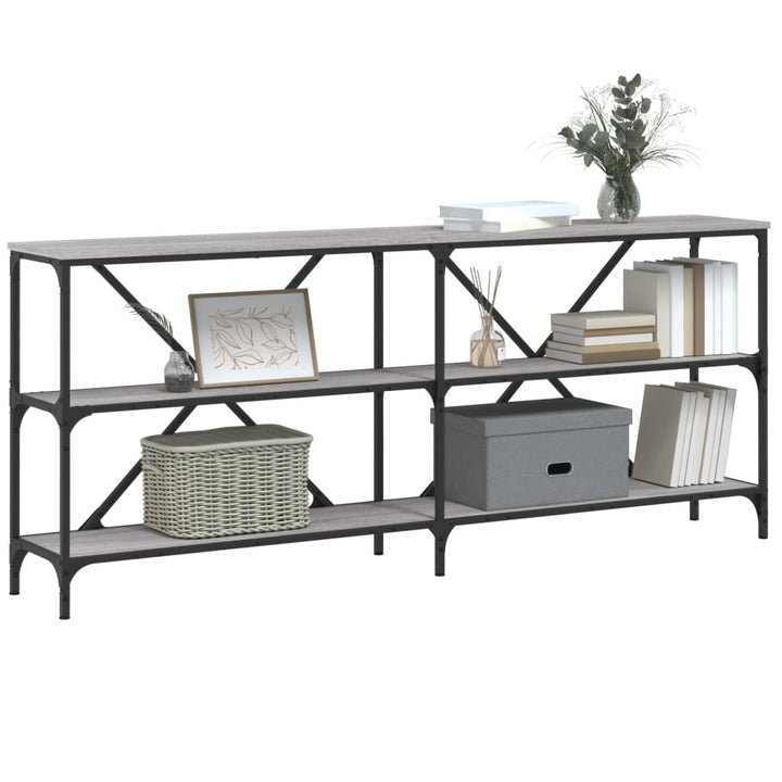 konsolbord 180x30x75 cm konstrueret træ og jern grå sonoma-eg
