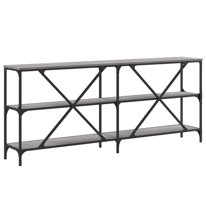 konsolbord 180x30x75 cm konstrueret træ og jern grå sonoma-eg